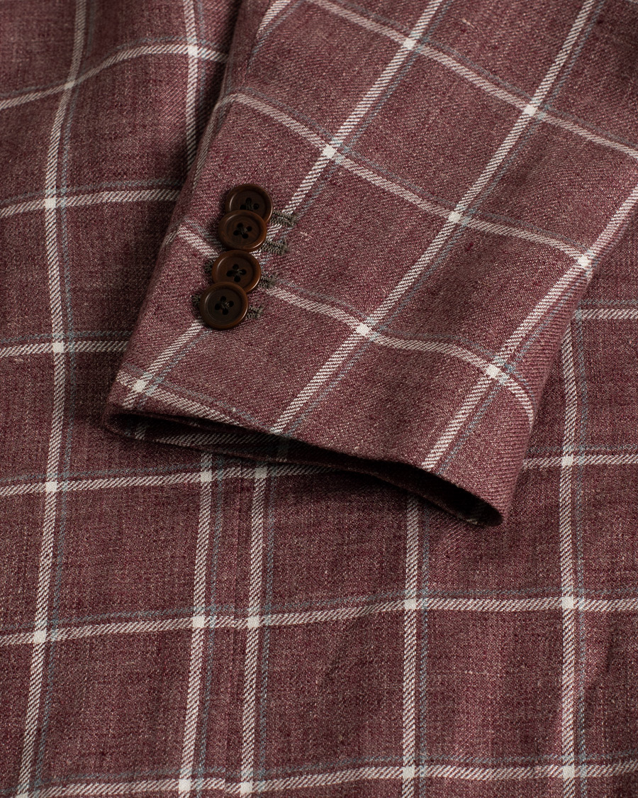 Hombres | Blazers | Pre-owned | Gaiola Napoli Double Breasted Linen Blazer Merlot 50