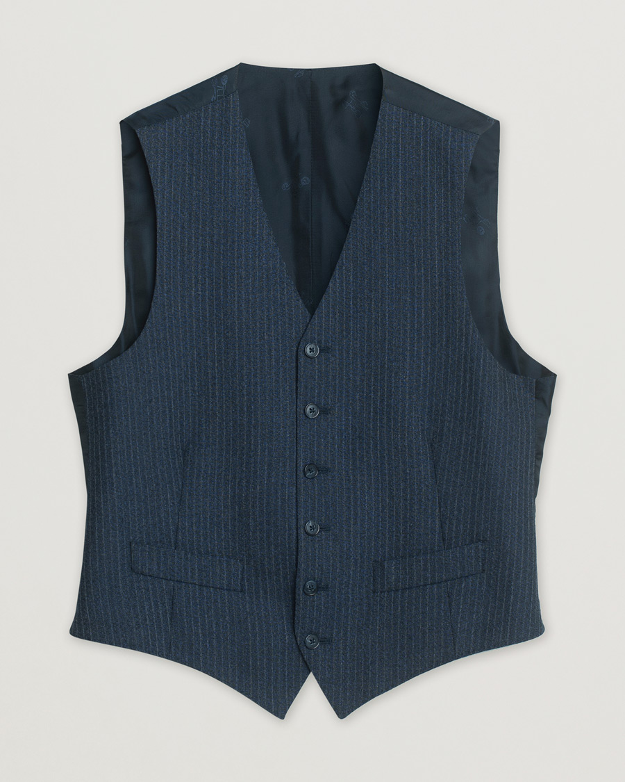 Hombres | Blazers | Pre-owned | Eidos Napoli 3-Piece Pinstripe Suit Wool Navy 48