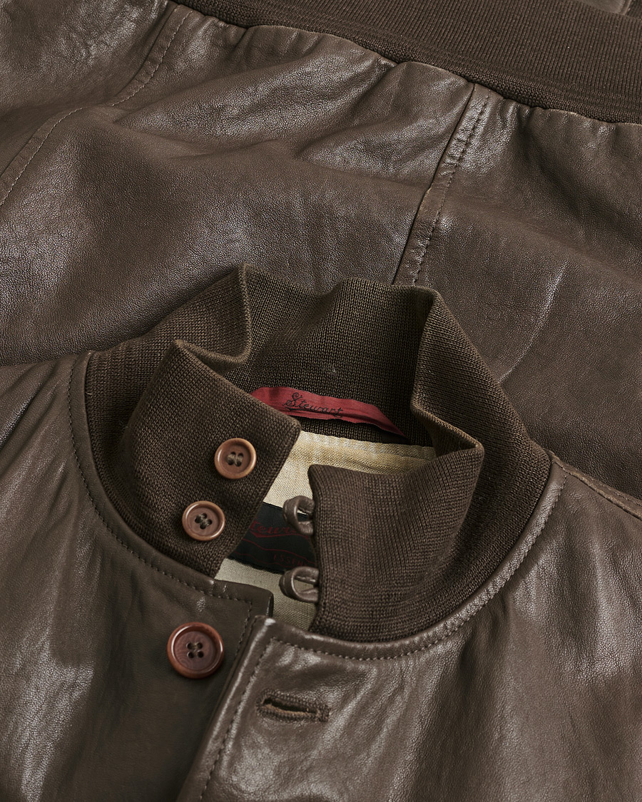 Hombres | Pre-owned Chaquetas | Pre-owned | Stewart Calf Bomber Jacket Dark Brown L
