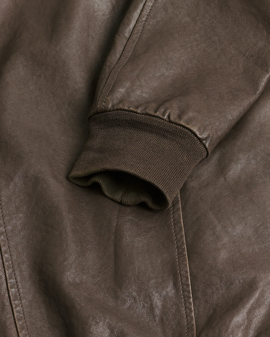 Hombres | Pre-owned Chaquetas | Pre-owned | Stewart Calf Bomber Jacket Dark Brown L