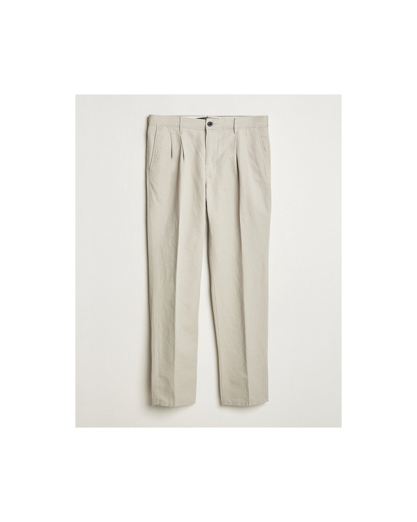 Hombres | Pre-owned Pantalones | Pre-owned | Incotex Tapered Fit Pleated Linen Slacks Light Beige W33