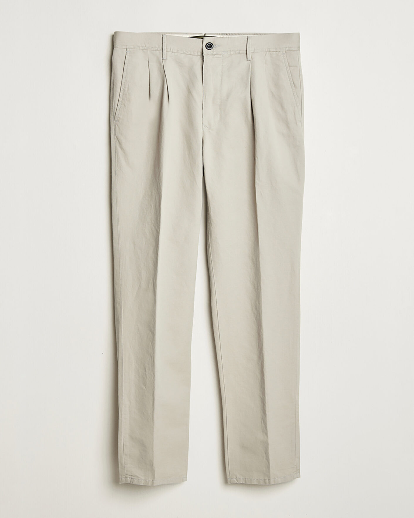 Hombres | Pre-owned Pantalones | Pre-owned | Incotex Tapered Fit Pleated Linen Slacks Light Beige W33
