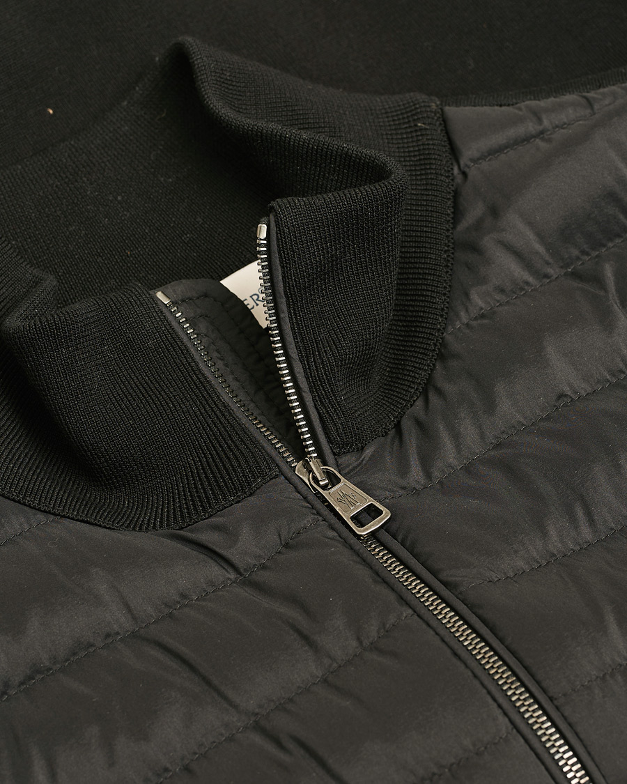 Hombres | Moncler Hybrid Zip Cardigan Black | Pre-owned | Moncler Hybrid Zip Cardigan Black