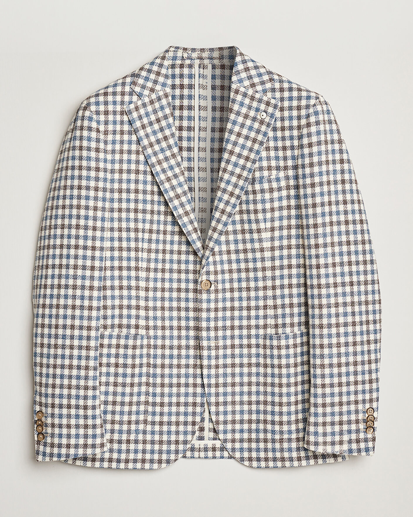 Hombres | Pre-owned Blazers | Pre-owned | L.B.M. 1911 Jack Regular Fit Checked Blazer Blue/Brown 52