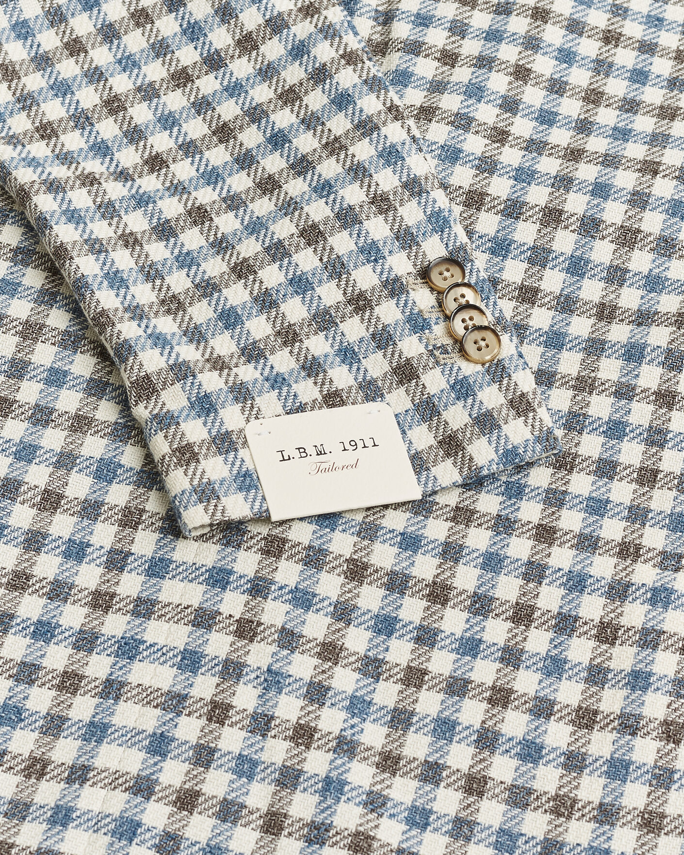 Hombres | Pre-owned Blazers | Pre-owned | L.B.M. 1911 Jack Regular Fit Checked Blazer Blue/Brown 52