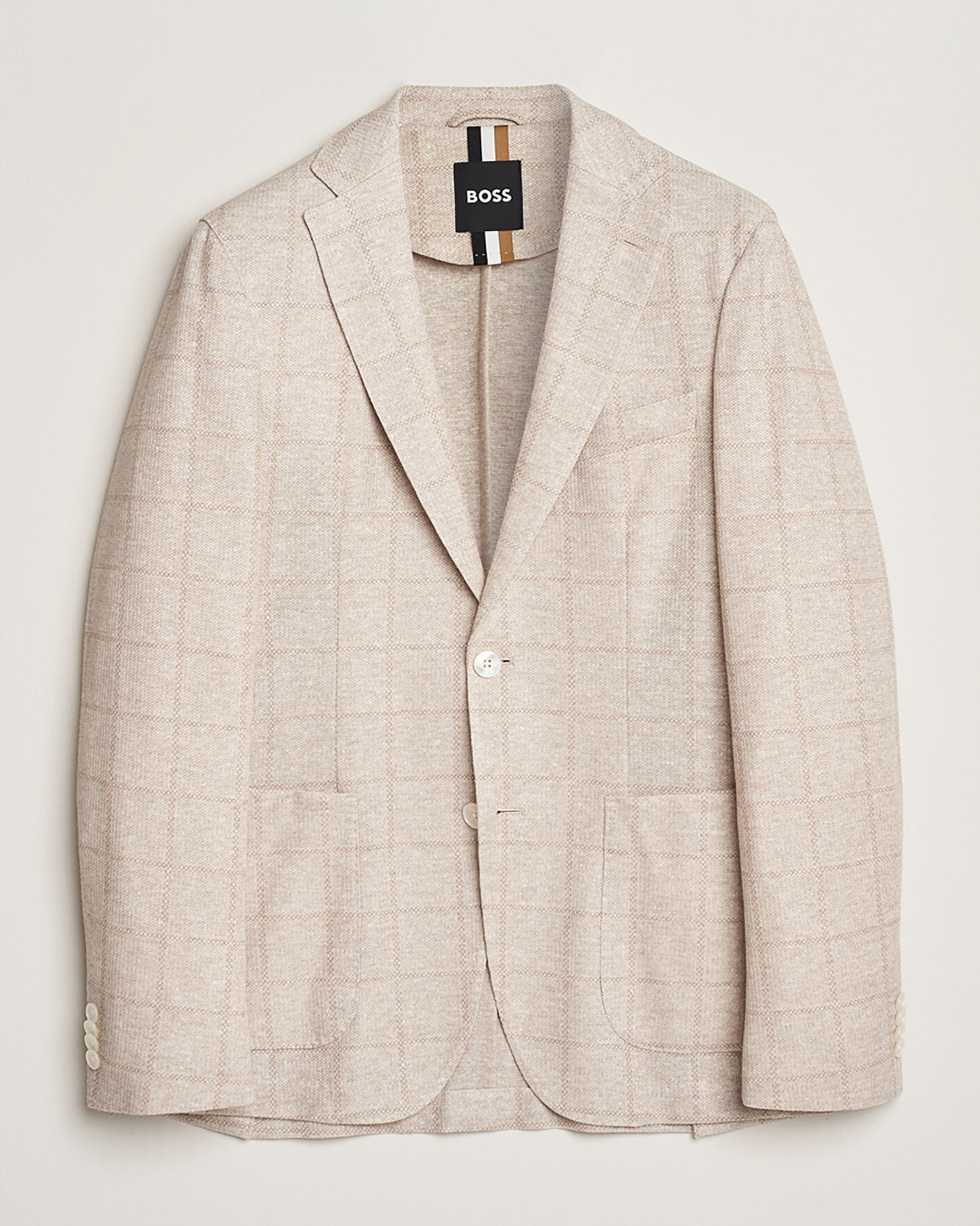Hombres | Pre-owned Blazers | Pre-owned | BOSS BLACK Hanry Checked Jersey Patch Pocket Blazer Beige 50