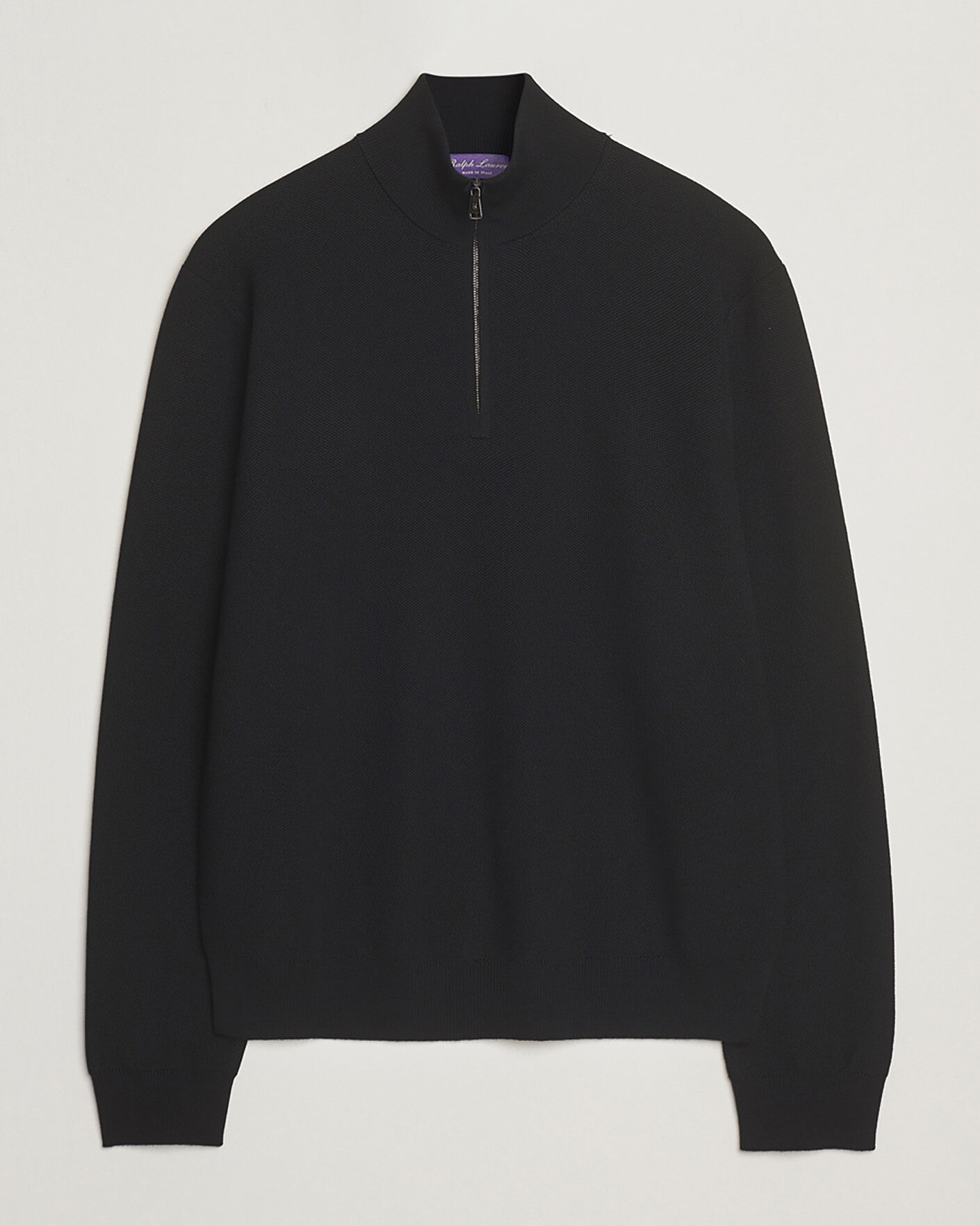 Hombres | Pre-owned Jerséis | Pre-owned | Ralph Lauren Purple Label Wool Pique Half Zip Polo Black L
