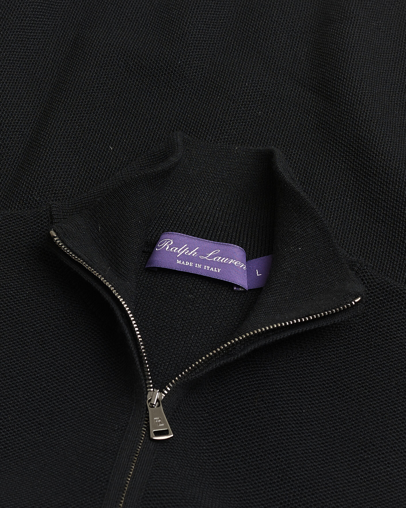 Hombres | Pre-owned Jerséis | Pre-owned | Ralph Lauren Purple Label Wool Pique Half Zip Polo Black L