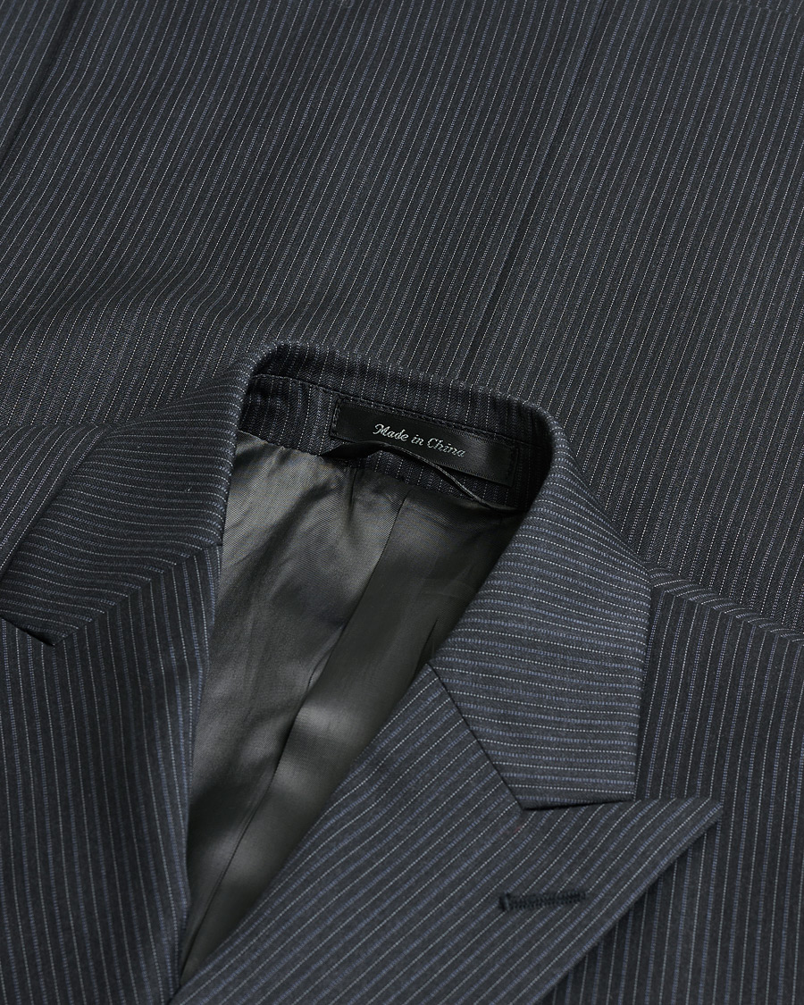 Hombres | Pre-owned Trajes | Pre-owned | Ralph Lauren Double Breasted Striped Wool Suit Dark Grey 46