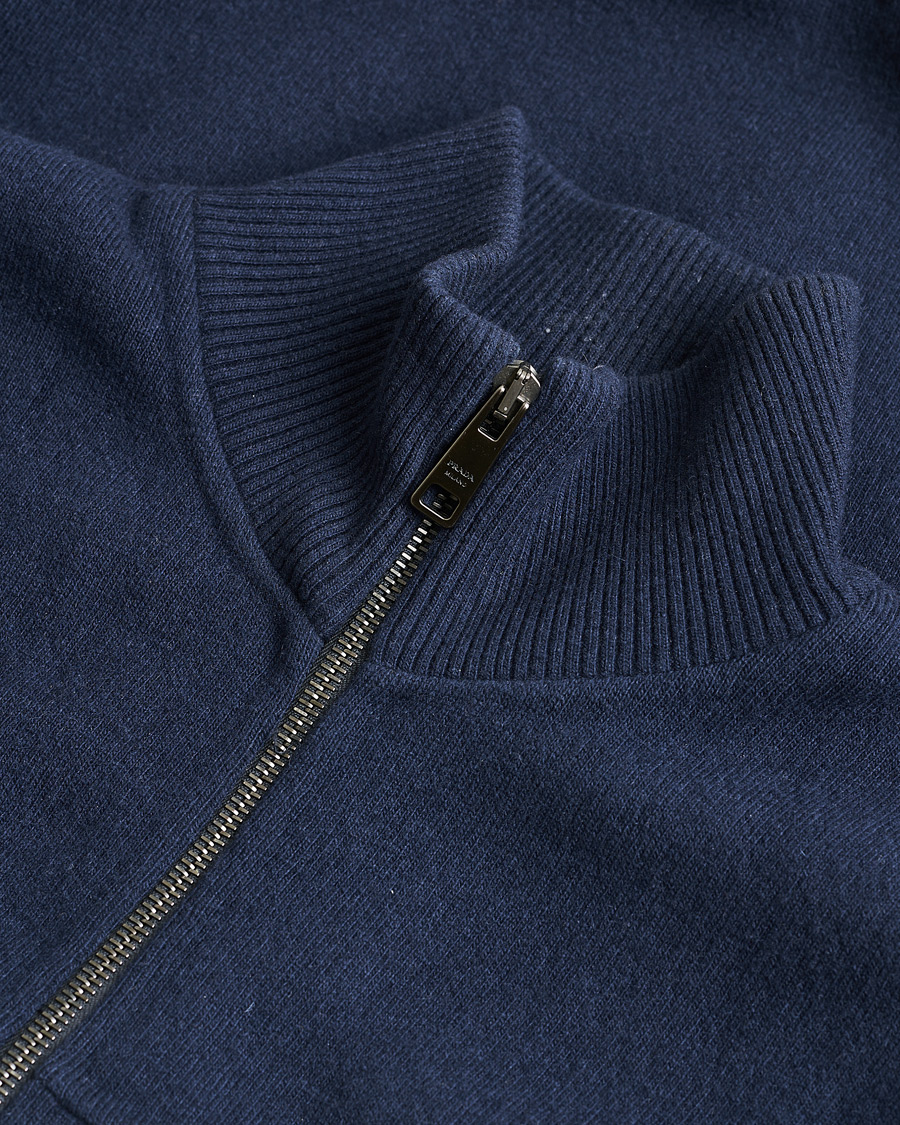 Hombres | Pre-owned Jerséis | Pre-owned | Prada Cashmere Blend Full Zip Cardigan Navy 50