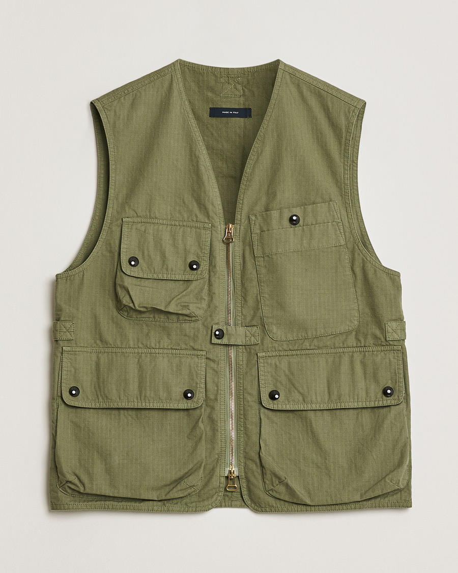 Hombres | Pre-owned Chaquetas | Pre-owned | Drake's Ripstop Utility Cotton Vest Green UK36 - EU46