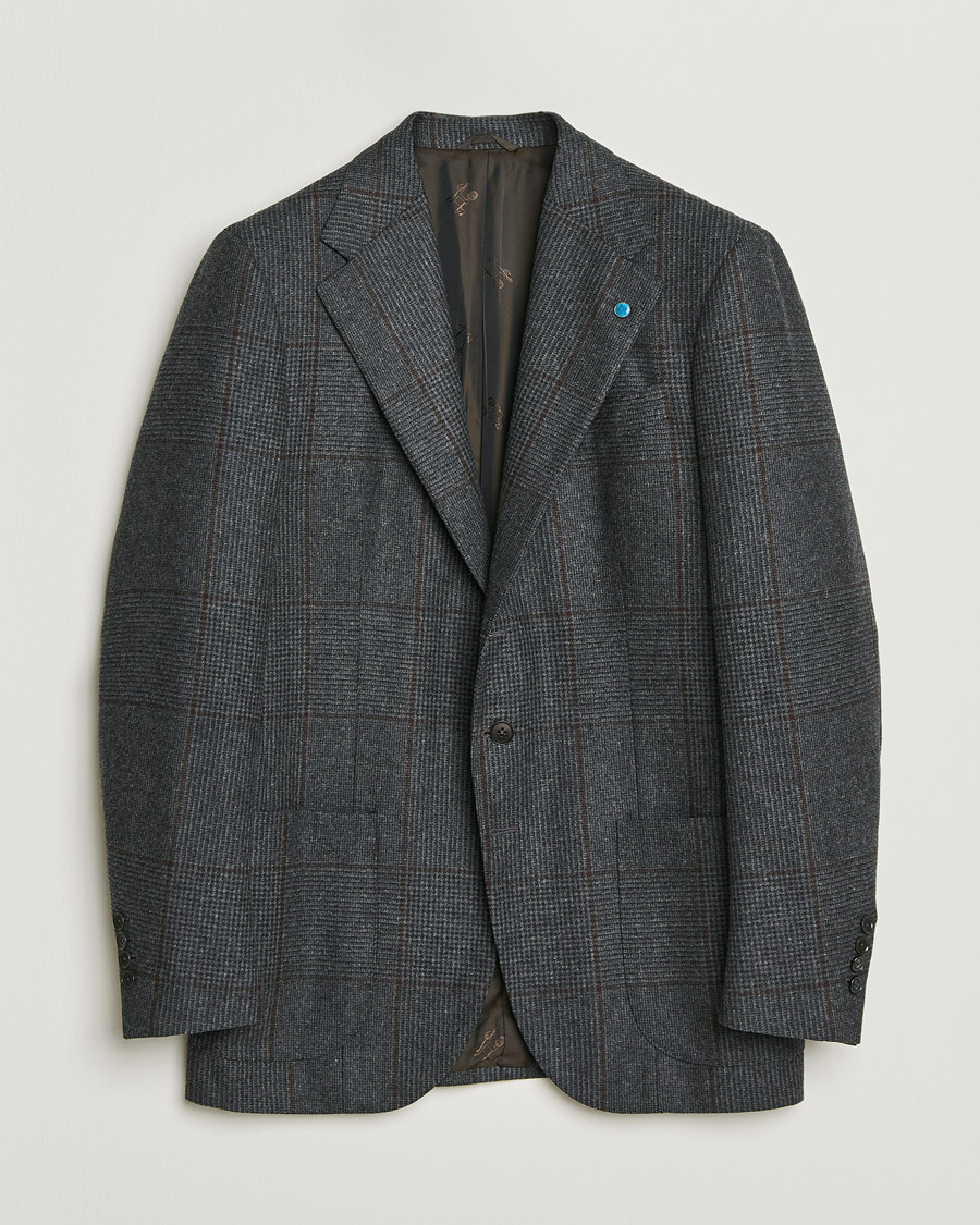 Hombres | Pre-owned Blazers | Pre-owned | Eidos Napoli Wool Checked Blazer Dark Grey 50