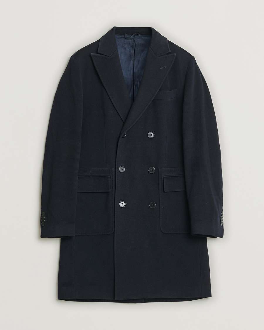 Hombres | Aspesi Double Breasted Wool Coat Navy M | Pre-owned | Aspesi Double Breasted Wool Coat Navy M