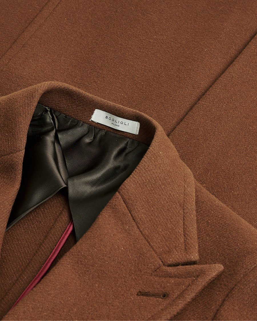 Hombres | Boglioli Double Breasted Wool Coat Rust Brown 46 | Pre-owned | Boglioli Double Breasted Wool Coat Rust Brown 46