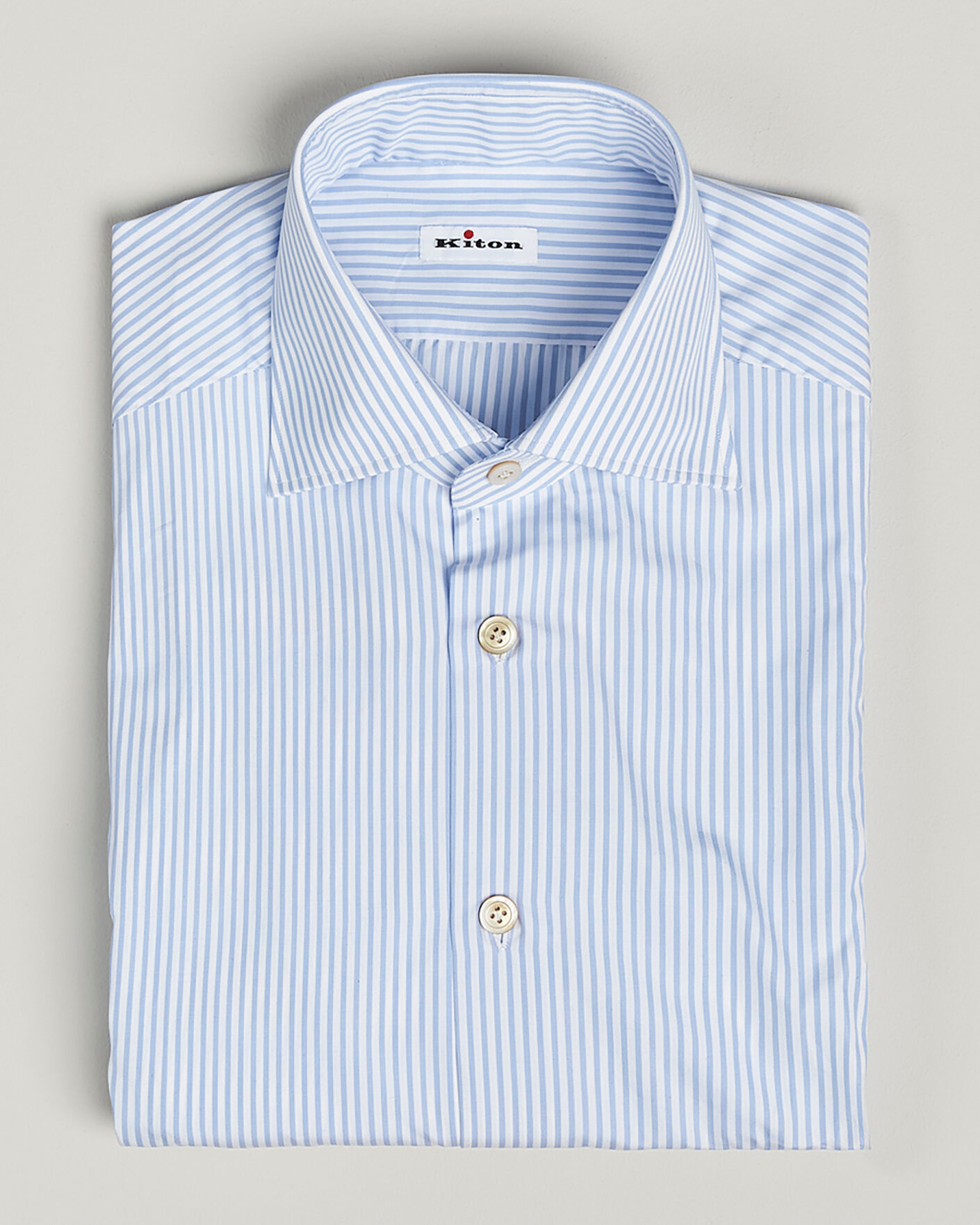 Hombres | Pre-owned Camisas | Pre-owned | Kiton Cotton Dress Shirt Light Blue Stripe 38 - S