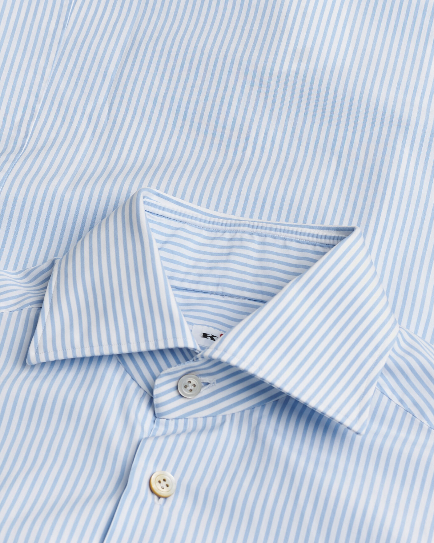 Hombres | Pre-owned Camisas | Pre-owned | Kiton Cotton Dress Shirt Light Blue Stripe 38 - S