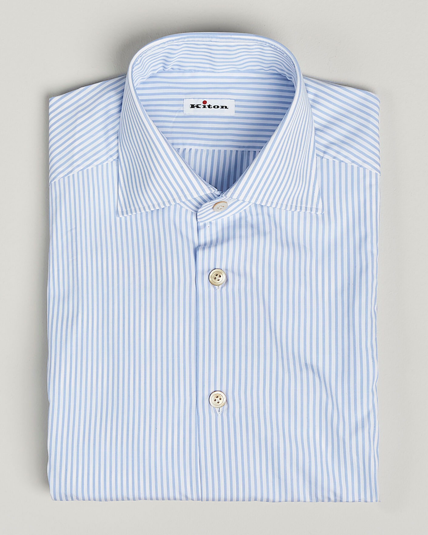 Hombres | Pre-owned Camisas | Pre-owned | Kiton Cotton Dress Shirt Light Blue Stripe 40 - M