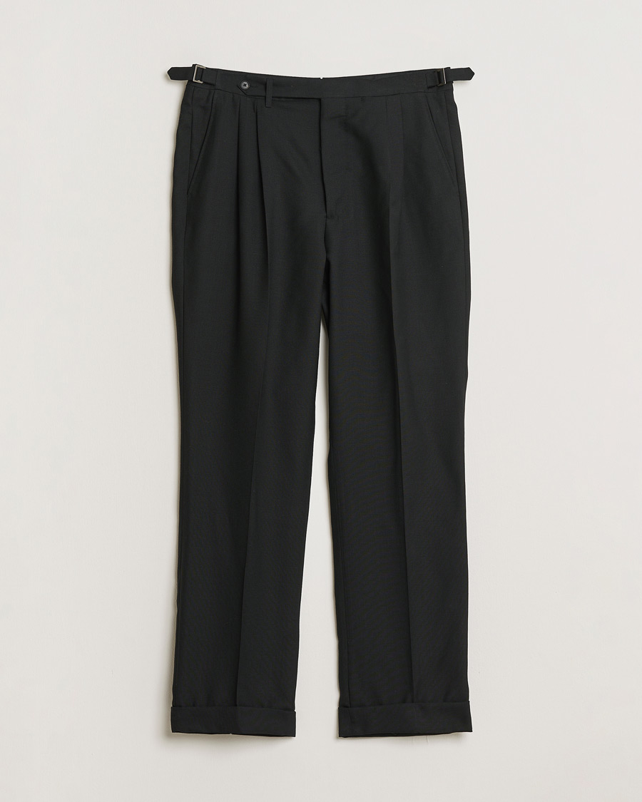 Hombres | Pre-owned Pantalones | Pre-owned | Berg&Berg High Waisted Double Pleated Wool Trousers Black 52