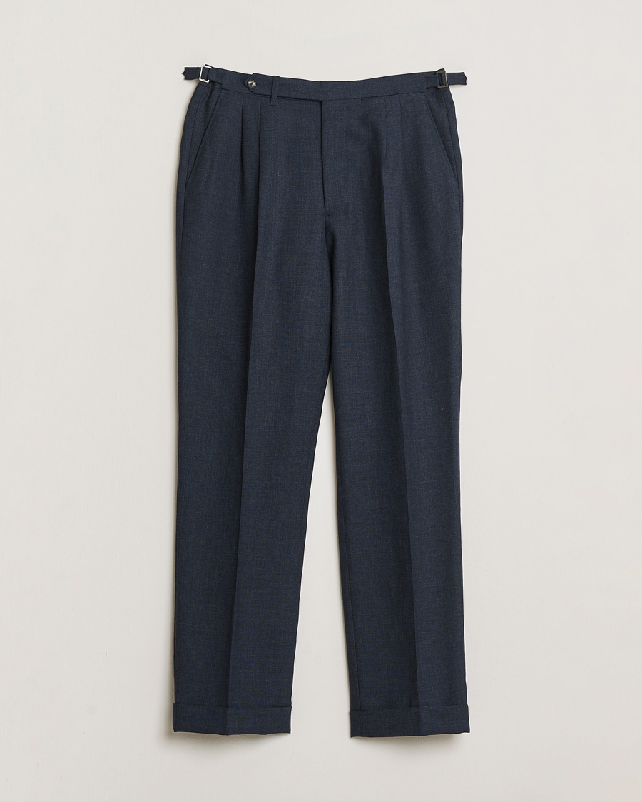 Hombres | Pre-owned Pantalones | Pre-owned | Berg&Berg High Waisted Double Pleated Wool Trousers Blue 52