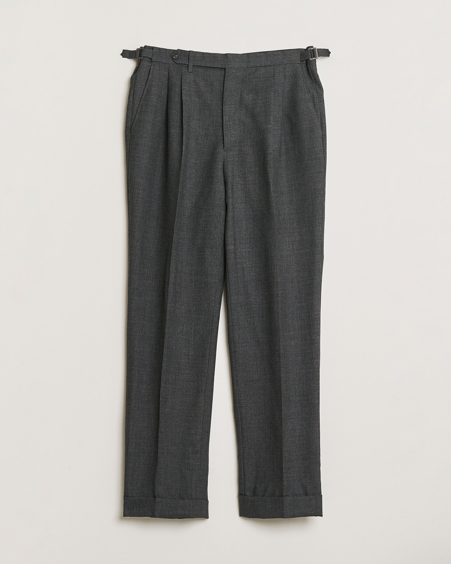 Hombres | Pre-owned Pantalones | Pre-owned | Berg&Berg High Waisted Double Pleated Wool Trousers Dark Grey 52