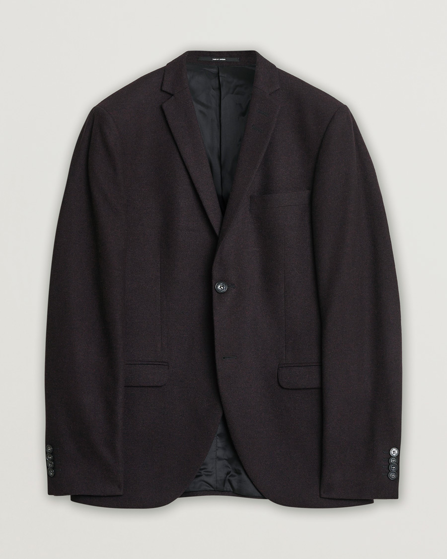 Hombres | Pre-owned Blazers | Pre-owned | Tiger of Sweden Flannel Wool Blazer Burgundy 48