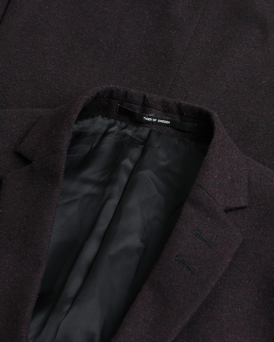 Hombres | Pre-owned Blazers | Pre-owned | Tiger of Sweden Flannel Wool Blazer Burgundy 48