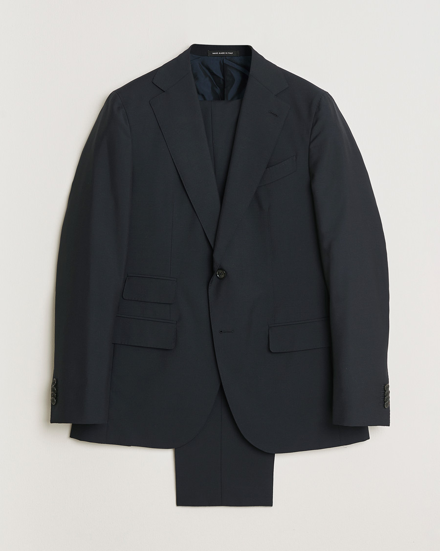 Hombres | Caruso Mohair Blend Aida 3-Piece Suit Navy 50 | Pre-owned | Caruso Mohair Blend Aida 3-Piece Suit Navy 50
