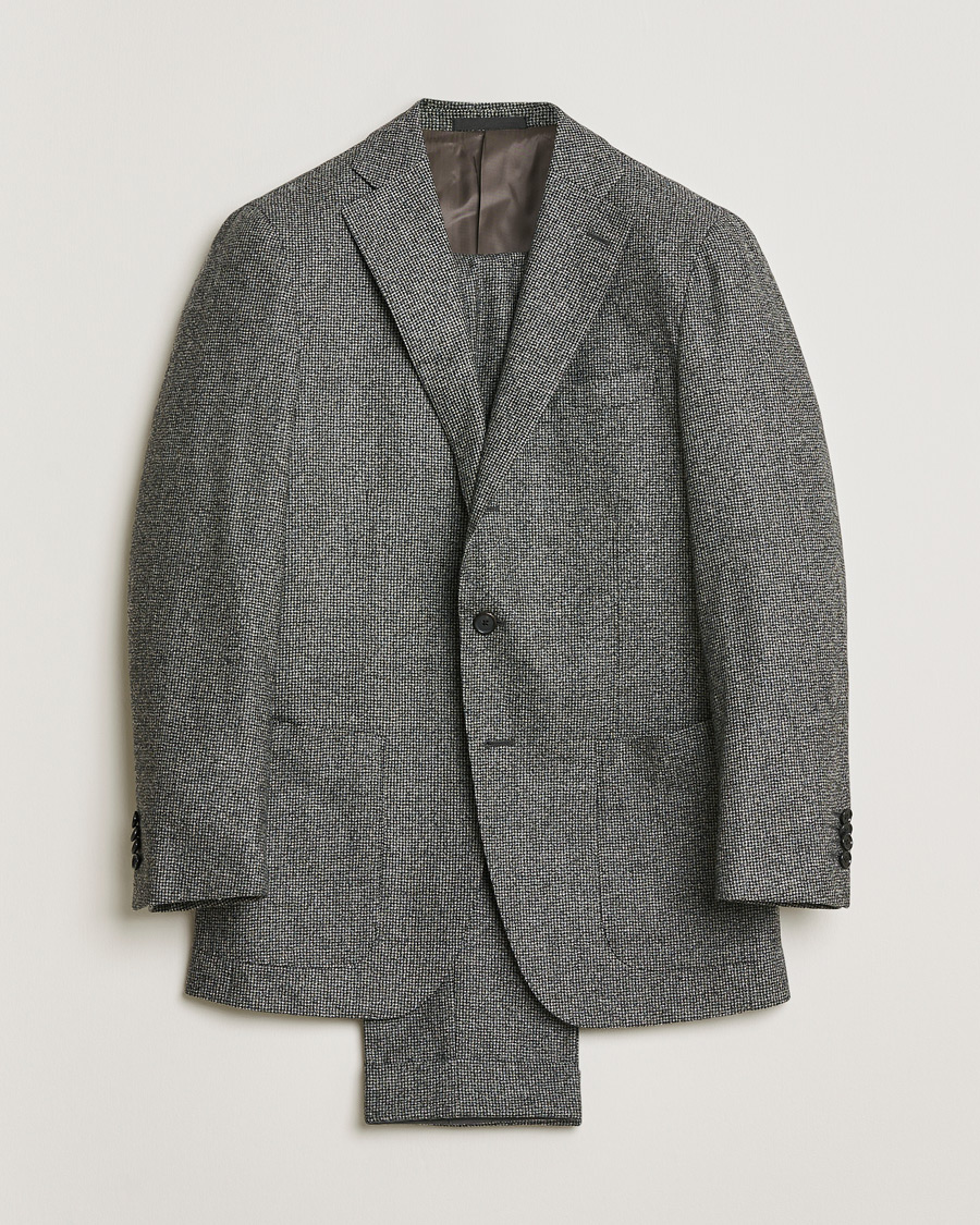 Hombres | Pre-owned Trajes | Pre-owned | Caruso Houndstooth Wool Suit Grey 50