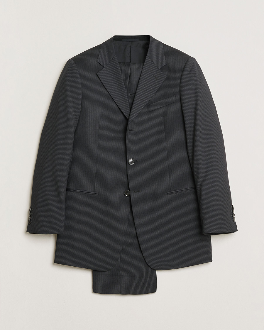 Hombres | Pre-owned Trajes | Pre-owned | Armani Collezioni Pinstriped Wool Suit Dark Grey 50