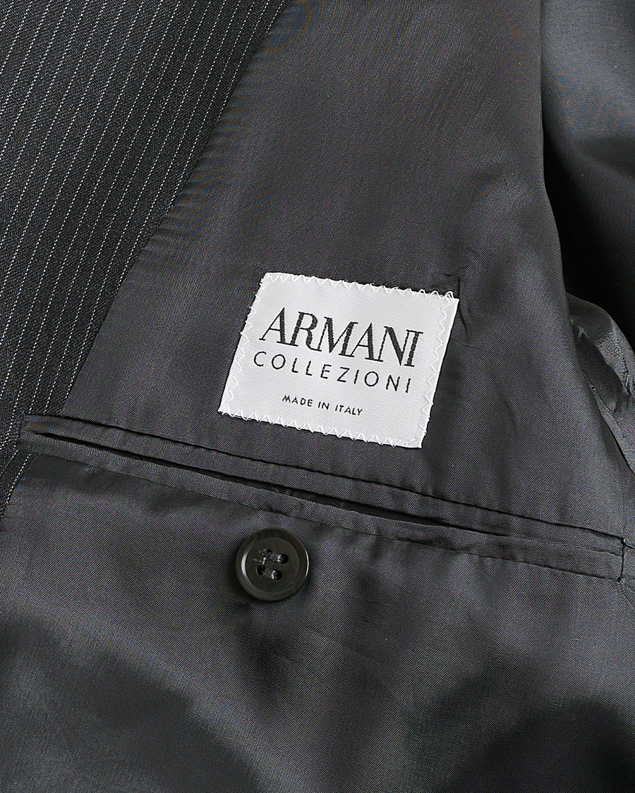 Hombres | Pre-owned Trajes | Pre-owned | Armani Collezioni Pinstriped Wool Suit Dark Grey 50