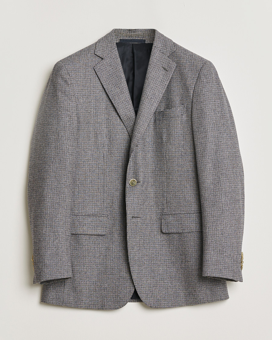 Hombres | Pre-owned Blazers | Pre-owned | Caruso Cashmere Blend Houndstooth Blazer Grey 48