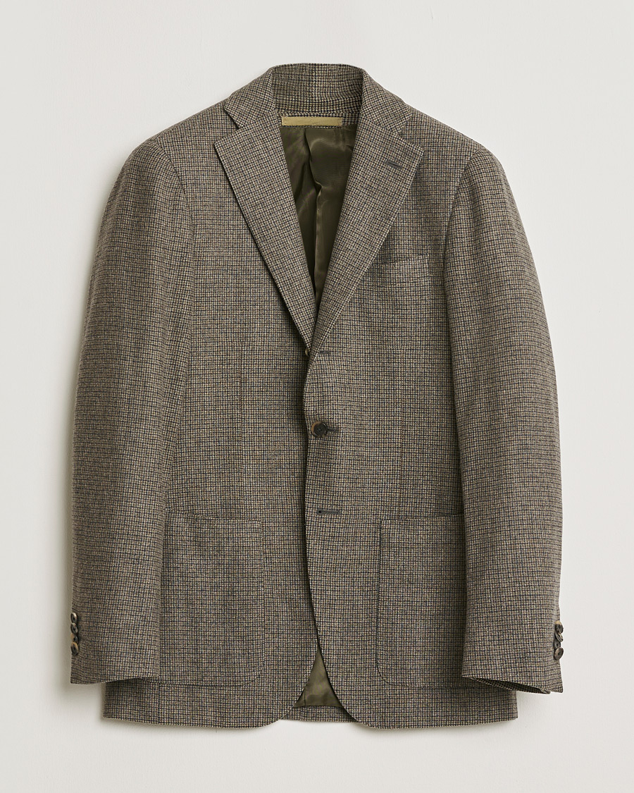 Hombres | Pre-owned Blazers | Pre-owned | Caruso Wool Houndstooth Blazer Brown 46