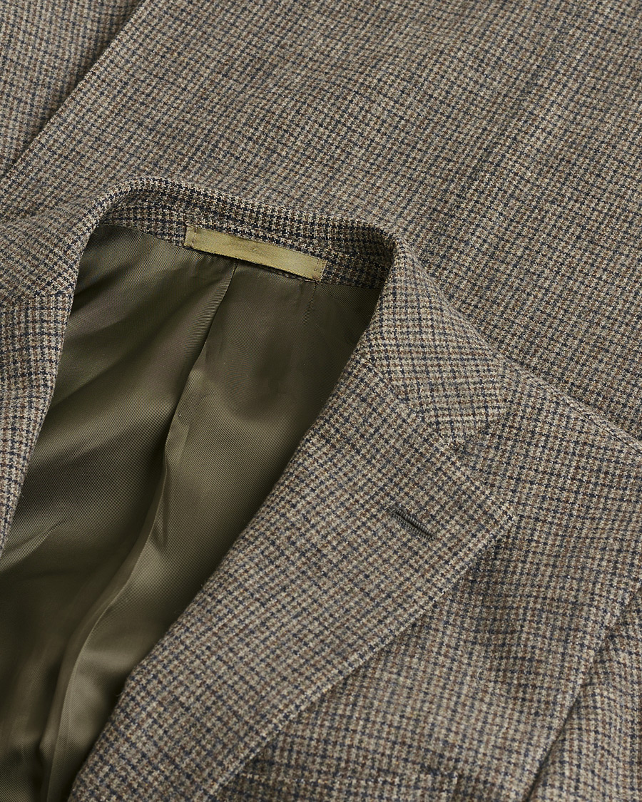 Hombres | Pre-owned Blazers | Pre-owned | Caruso Wool Houndstooth Blazer Brown 46