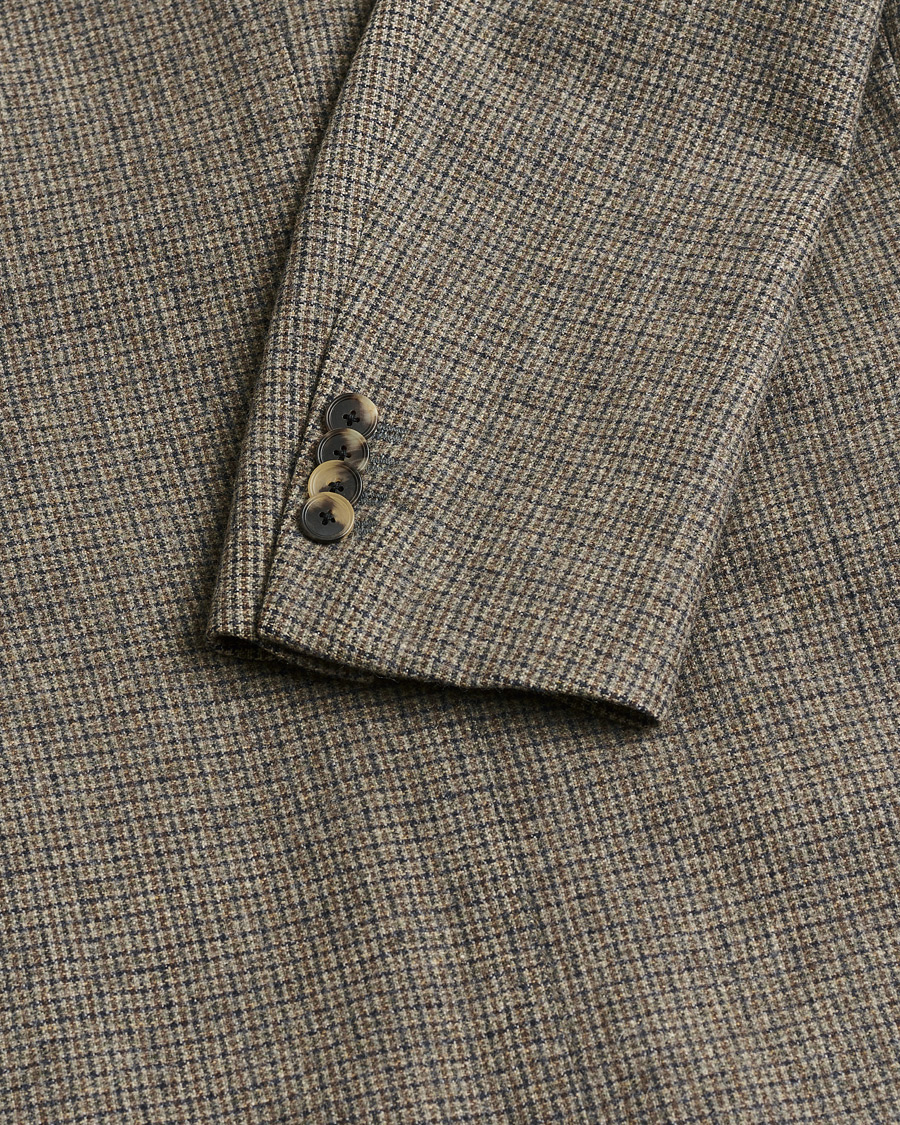 Hombres | Pre-owned Blazers | Pre-owned | Caruso Wool Houndstooth Blazer Brown 46