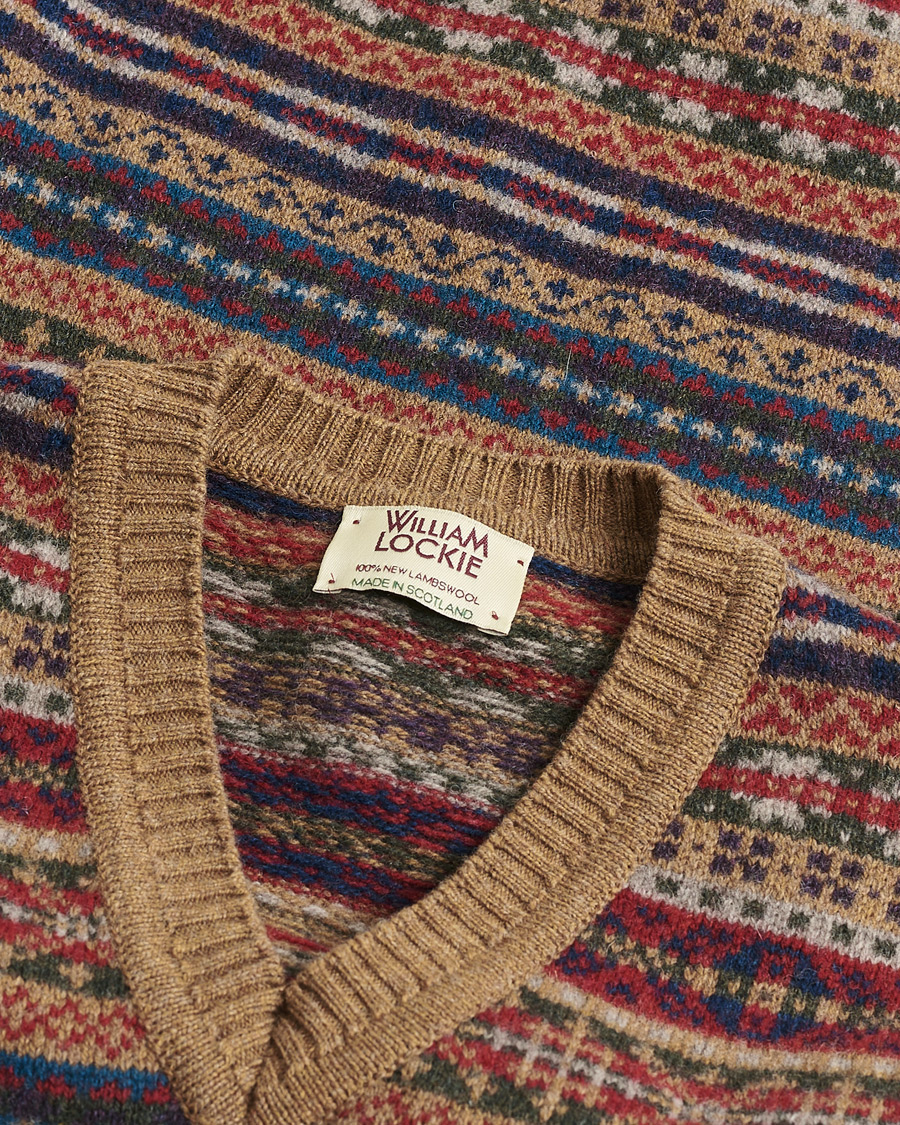 Hombres | Pre-owned Jerséis | Pre-owned | William Lockie Wool Fair Isle Vest Tan S