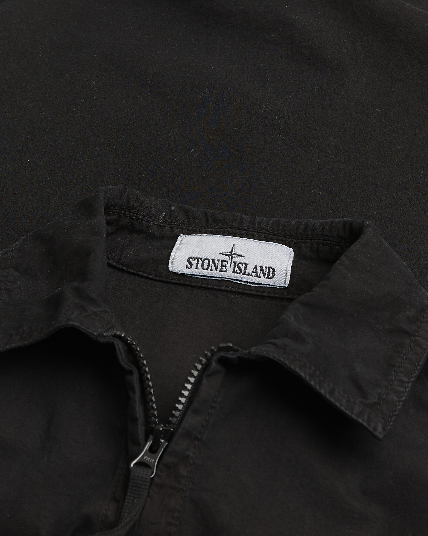 Hombres | Pre-owned Camisas | Pre-owned | Stone Island Brushed Cotton Canvas Zip Overshirt Black S