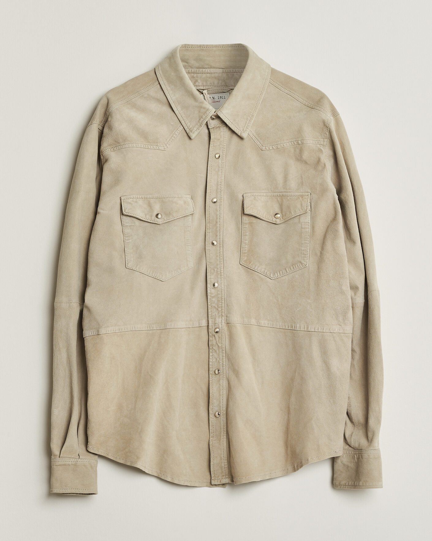 Hombres | Pre-owned Camisas | Pre-owned | L.B.M. 1911 Suede Pocket Overshirt Beige 52