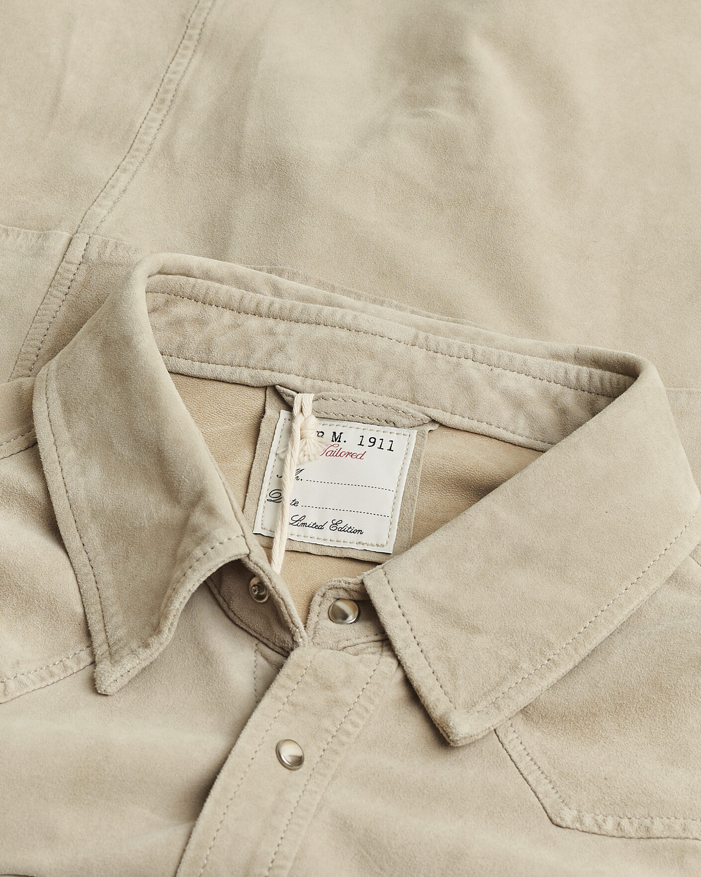 Hombres | Pre-owned Camisas | Pre-owned | L.B.M. 1911 Suede Pocket Overshirt Beige 52