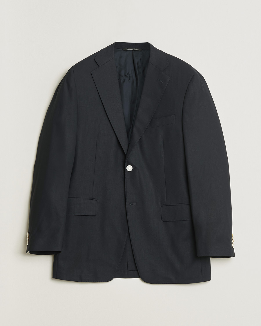 Hombres | Pre-owned Blazers | Pre-owned | Canali Hopsack Wool Blazer Navy 50