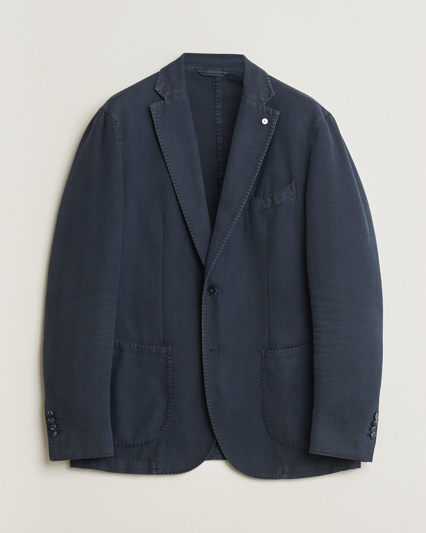 Hombres | Pre-owned Blazers | Pre-owned | L.B.M. 1911 Jack Cotton Herringbone Blazer Navy 54