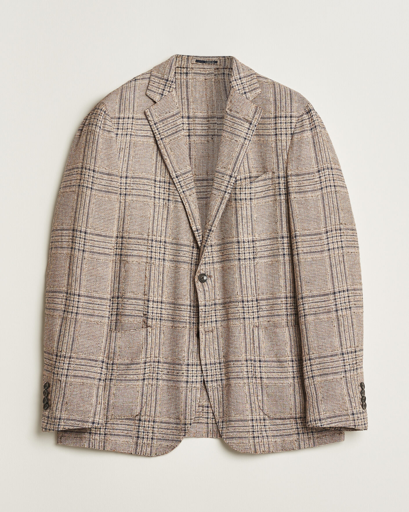 Hombres | Pre-owned Blazers | Pre-owned | Lardini Silk Blend Checked Blazer Brown 54