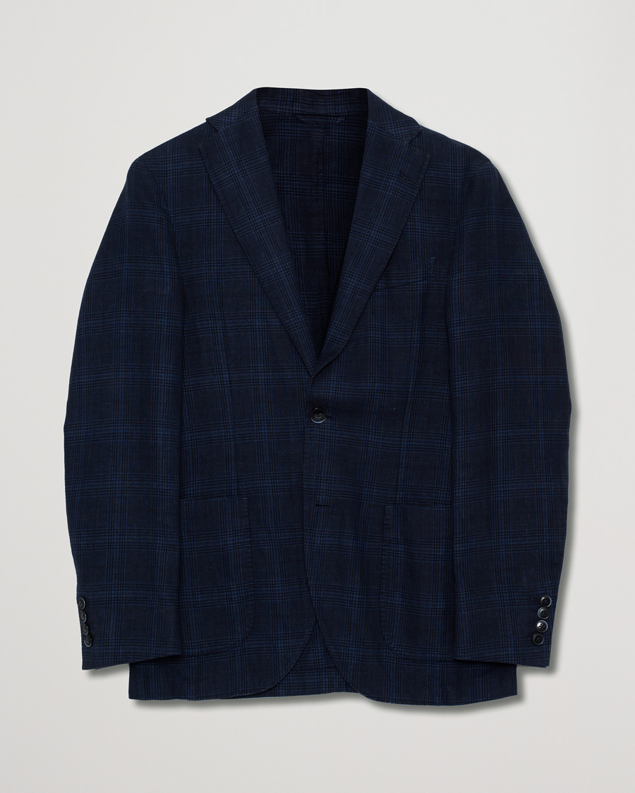 Hombres | Hackett Checked Blazer Navy 46 | Pre-owned | Hackett Checked Blazer Navy 46