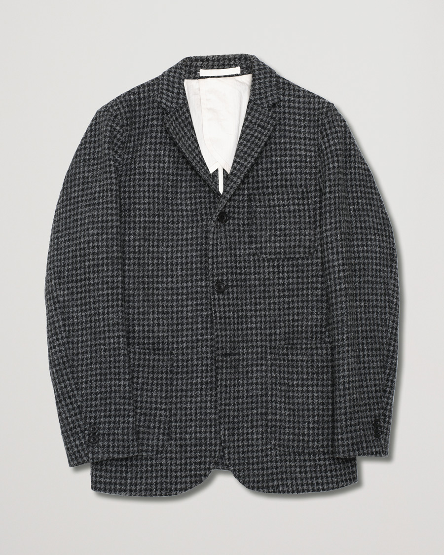 Hombres | BEAMS PLUS Harris Tweed Houndtooth Blazer Grey M | Pre-owned | BEAMS PLUS Harris Tweed Houndtooth Blazer Grey M