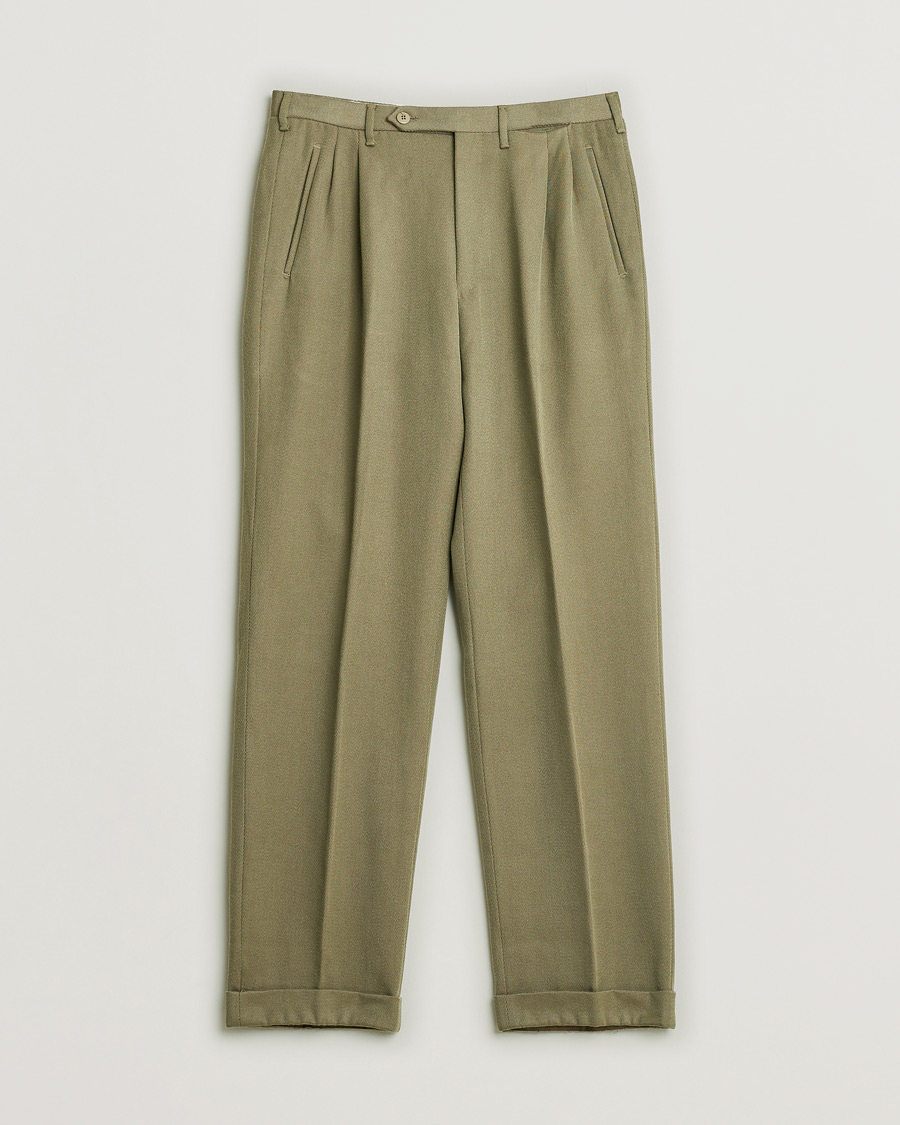 Hombres | Pre-owned Pantalones | Pre-owned | Rota Pantaloni Twill Wool Trousers Mole Green 48