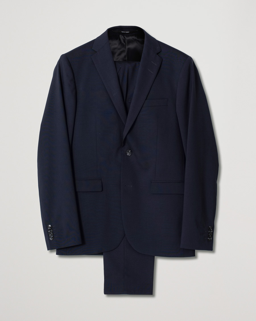 Hombres | Tiger of Sweden Henre 3-piece Suit Wool Stretch Navy | Pre-owned | Tiger of Sweden Henre 3-piece Suit Wool Stretch Navy