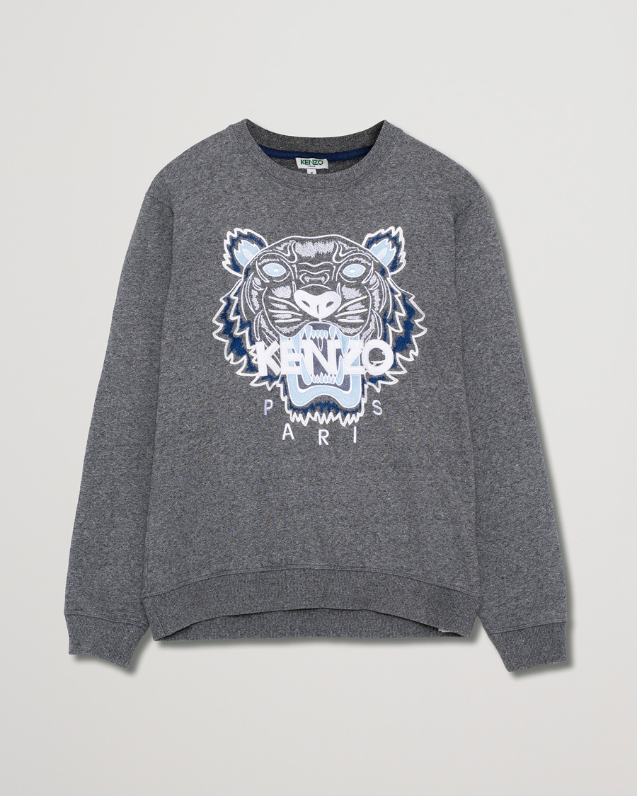 Hombres | Kenzo Sweatshirt Tiger Grey Melange | Pre-owned | Kenzo Sweatshirt Tiger Grey Melange