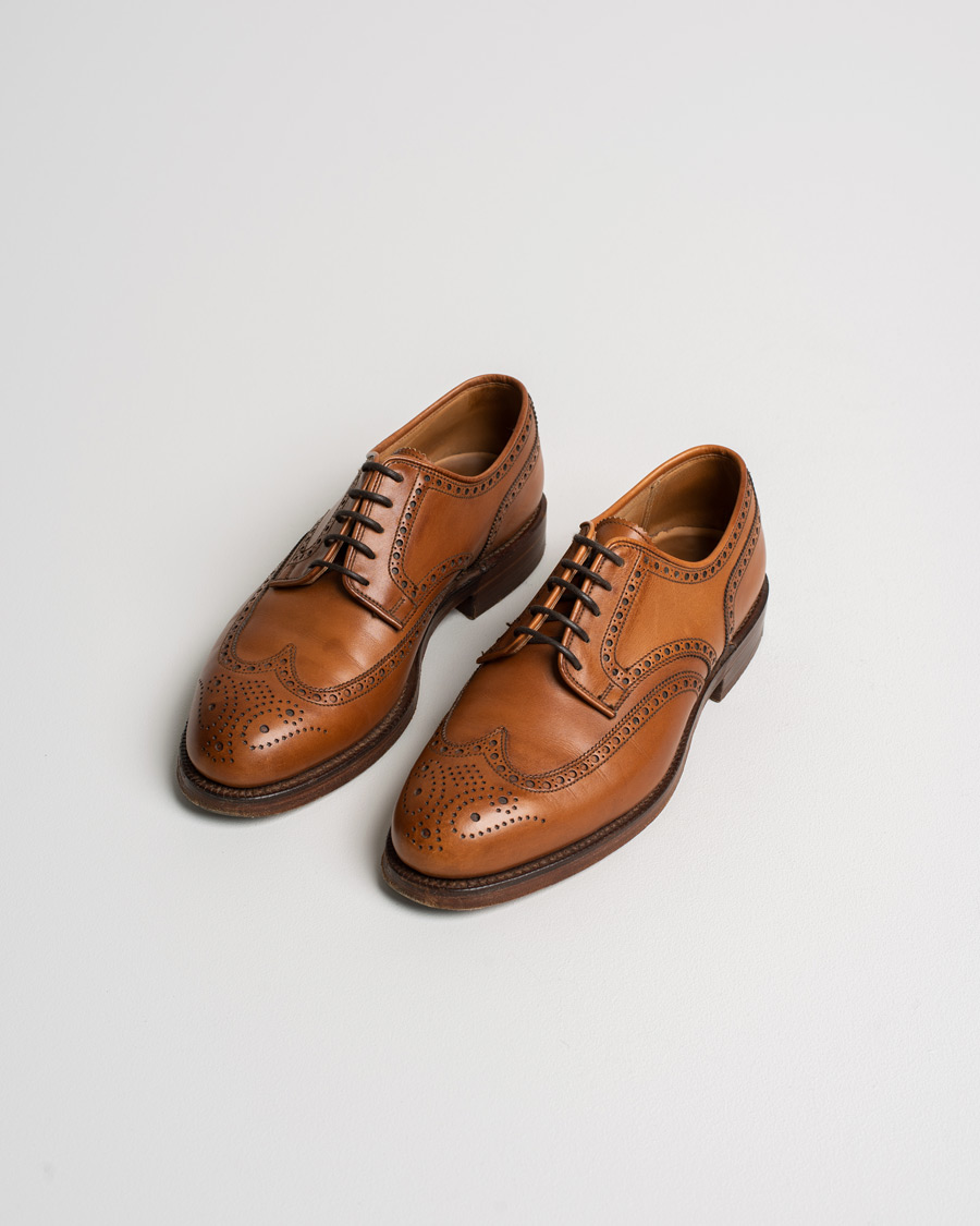 Hombres | Crockett & Jones Cardiff Derbys Tan Burnished Calf | Pre-owned | Crockett & Jones Cardiff Derbys Tan Burnished Calf