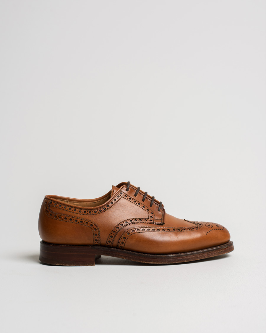 Hombres | Crockett & Jones Cardiff Derbys Tan Burnished Calf | Pre-owned | Crockett & Jones Cardiff Derbys Tan Burnished Calf