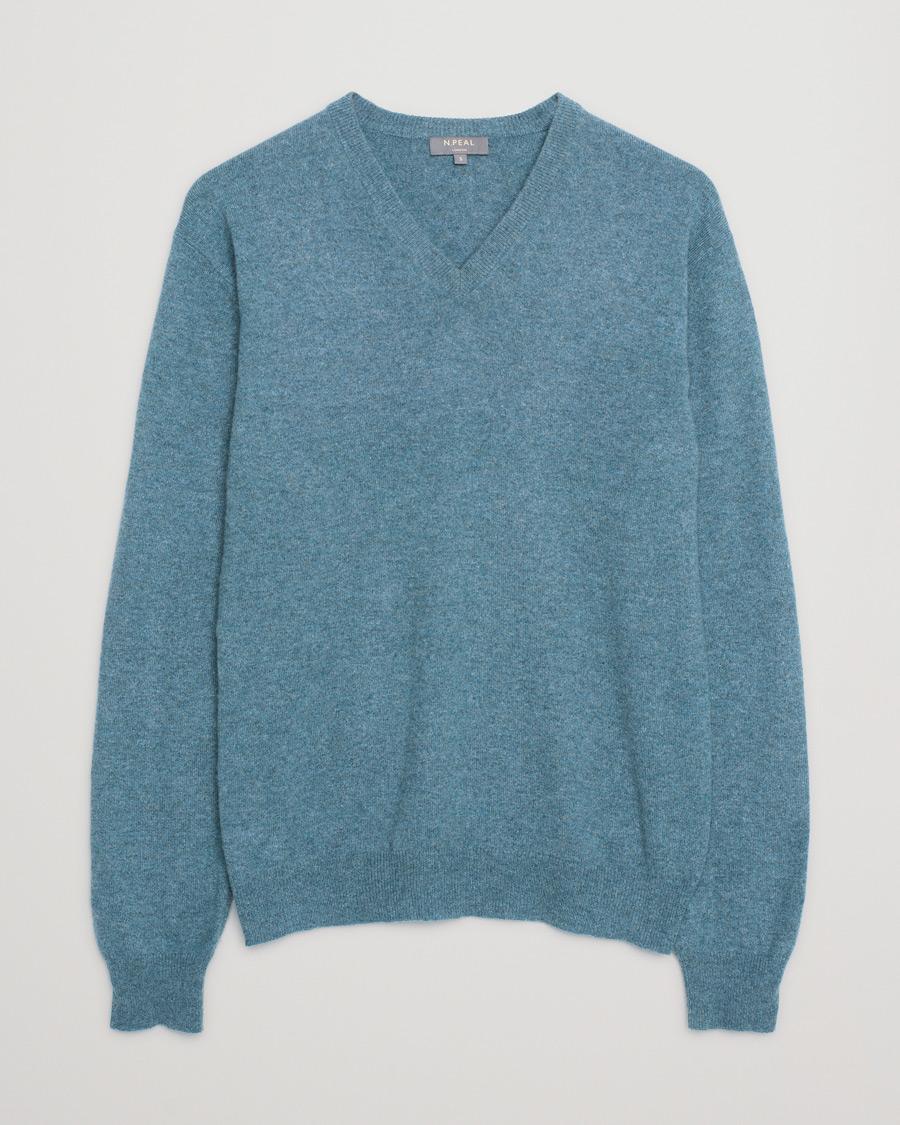 Hombres | Jerséis y prendas de punto | Pre-owned | N.Peal Cashmere V-Neck Turquoise S