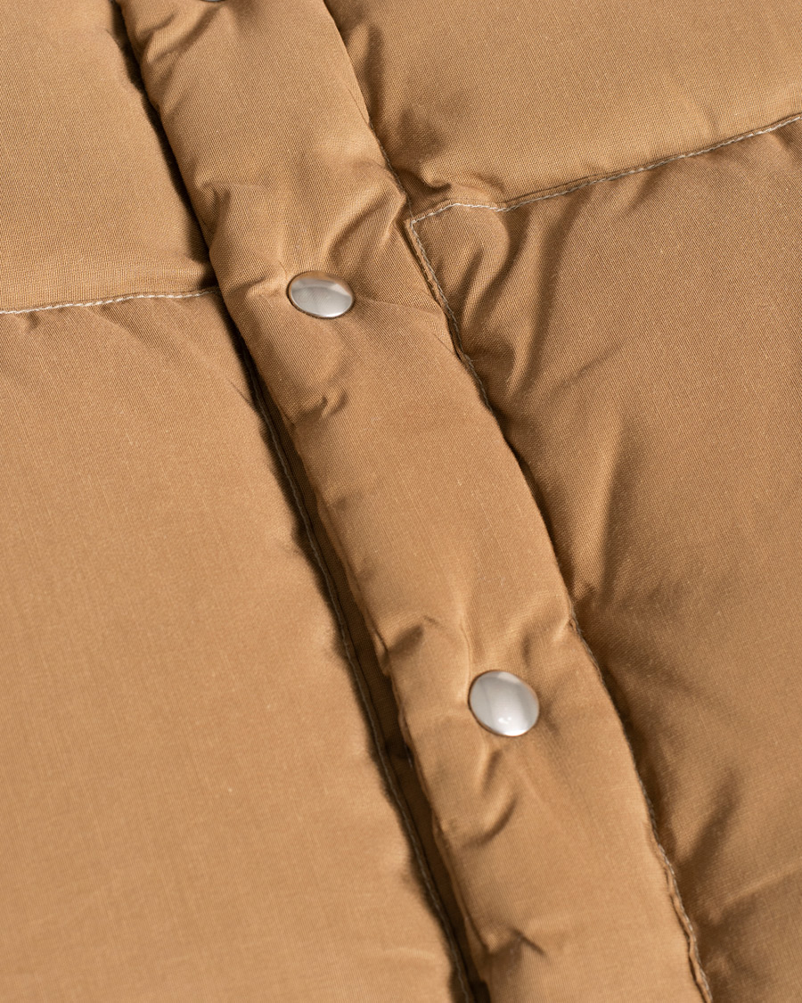 Hombres | Crescent Down Works Cotton/Nylon Down Vest Tan M | Pre-owned | Crescent Down Works Cotton/Nylon Down Vest Tan M